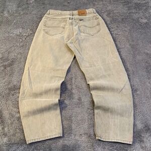 Vintage 90s Lee Riveted Jeans Tan Khaki Straight Leg Made‎ in USA Size 34 Waist